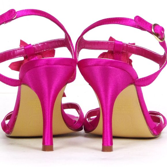 UNLISTED size 6.5M POCKET LIST fuchsia satin party sandals leather soles bal syn - Picture 8 of 16